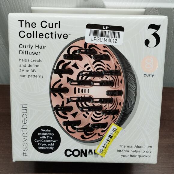 NEW Conair Curl Collective Curly Hair Diffuser 3 Frizz Reducer Attachment Pink - Picture 1 of 7